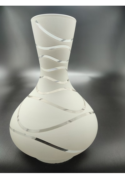 Avize Lamba Camı.beyaz,suyolu Desenli E.27 Alt Çap:8.00Cm-H:18.00 Mat - Süt Beyaz