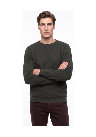 Mustang Haki Erkek Basic Nakışlı Sweatshirt M6wm-swt1590