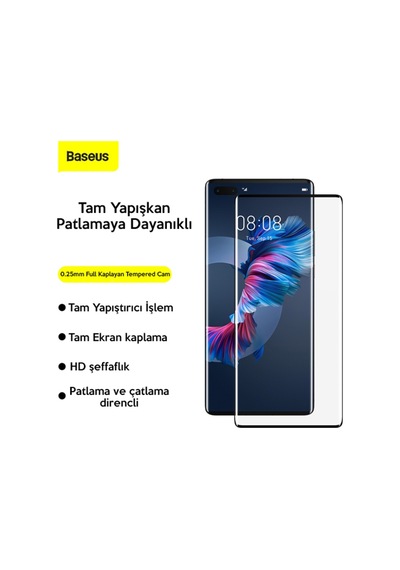 Baseus Huawei Mate 40 Pro Full 0.25Mm Kırılmaz Ekran Koruyucu Şeffaf