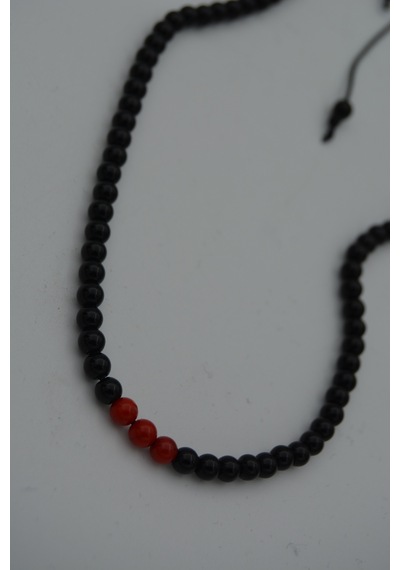 Stoneage Jewellery Mercan Ve Oniks Taşlı  Kolye Sarı