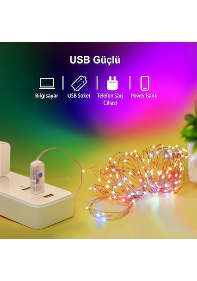 5 Metre Renkli 50led Işıklar Peri Işıkları 8 Mod Rgb Işıkları Usb Çok Renkli Işık Peri Dize Işıkları Tel Diğer