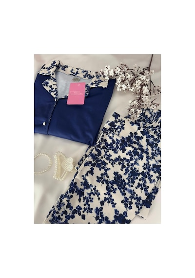 Mh Moony Homewears 2'li Lacivert Yaka Detaylı Yumuşacık Pijama Takımı Lacivert