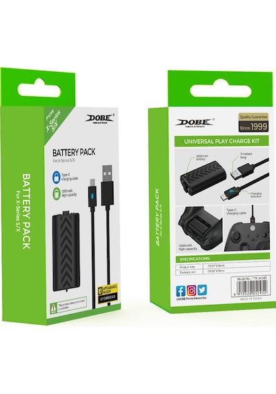 Dobe Xbox Series S-X Gamepad Batarya Şarj Kablosu Set