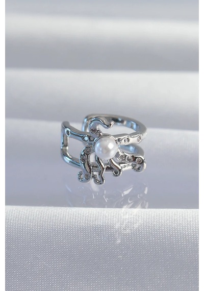 Pirinç Gümüş Renk İncili Ahtapot Earcuff Küpe Eb-53-vice/ 1395 3094 Çok Renkli
