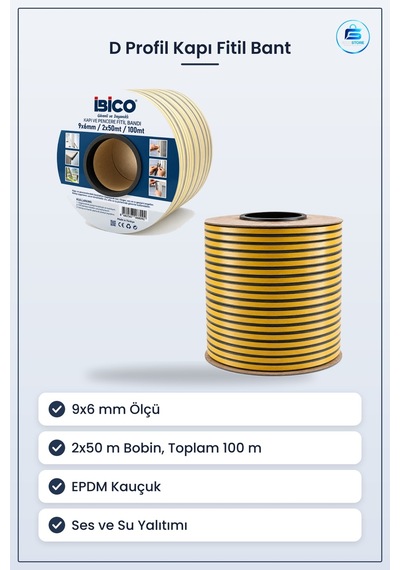D Profil Kapı Pencere Fitil Bant 9x6 Mm 100 M Epdm Kauçuk Sızdırm