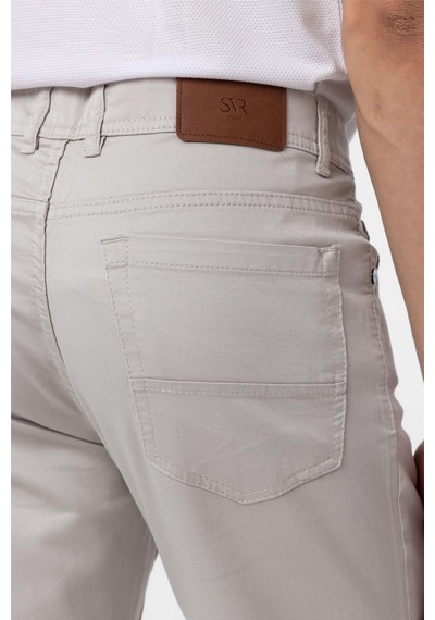 Süvari Bej Slim Fit 5 Cep Kalıp Armürlü Kanvas Pantolon