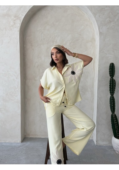 Verymoda Çiçek Detaylı Gömlek D2890 Sarı