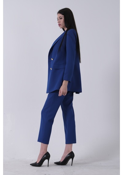 Feminist Saks Blazer Ceket Pantolon İkili Takım 0106305.26 Saks