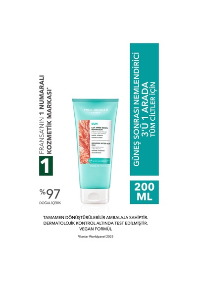 Yves Rocher Güneş Sonrası Vücut Losyonu - 3ü 1 Arada / Sun Double Defense - Boğa Dikeni 200ml