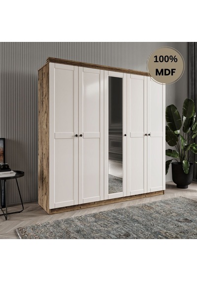 Dali 5 Kapılı Mdf Country Gardırop Aytaşı Rengi