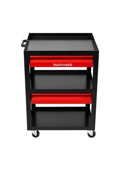 Takpower 3 Gözlü 2 Çekmeceli Parça Taşıma Arabası Kırmızı