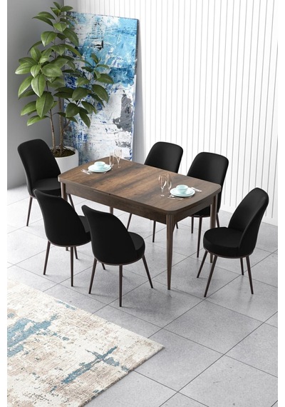 Canisa Concept Zen Serisi 80x132 Mdf Açılabilir Barok Ahşap Desen Masa Takımı Ve 6 Siyah Sandalye Siyah Sandalyeler Barok Masa Canisa Concept Zen Serisi 80x132 Mdf Açılabilir Barok Ahşap Desen Masa Takımı Ve 6 Siyah Sandalye Siyah Sandalyeler Barok Masa