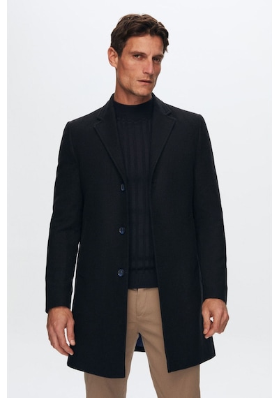 D's Damat Ds Damat Regular Fit Lacivert Mono Yaka Kaşe Kaban 5HF08ORT10000 Lacivert