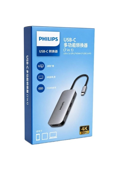 Phılıps Swr1602t/93 Type-c 7 İn 1 8k Dp + Dual 4k Hdmı 100w Pd Çok Fonksiyonlu Hub