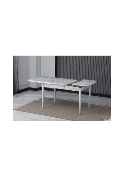 Carara Mdf 80 X 130 Açılabilir Mutfak Masası Beyaz Beyaz Carara Mdf 80 X 130 Açılabilir Mutfak Masası Beyaz Beyaz