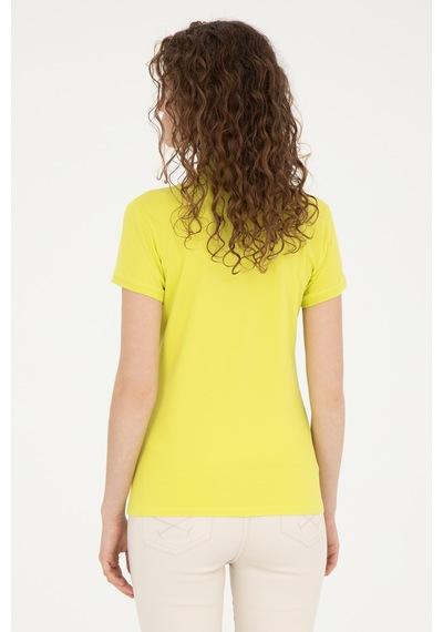U.S. Polo Assn. Kadın Fıstık Yeşili Basic Polo Yaka Tişört 50289361-VR087