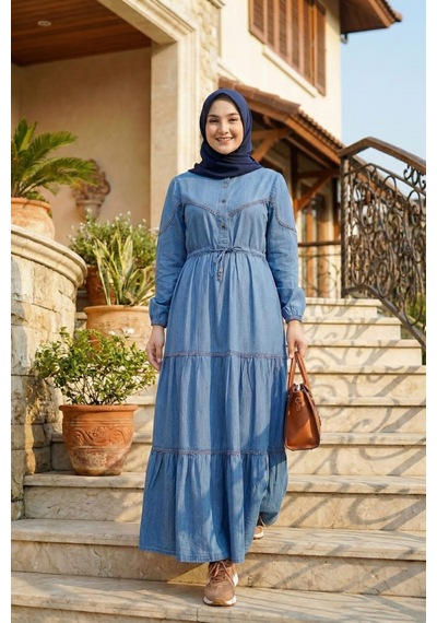 Hb Harma Time Butik Kadın Dantel Detaylı Düğmeli Ve Bağcıklı Açık Kot Mavi Uzun Elbise Açık Mavi Hb Harma Time Butik Kadın Dantel Detaylı Düğmeli Ve Bağcıklı Açık Kot Mavi Uzun Elbise Açık Mavi