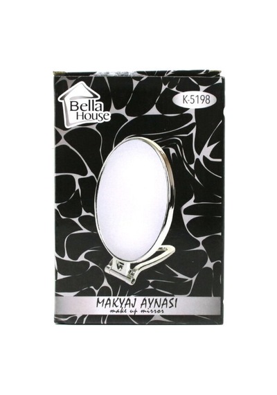 Bella House K-5198 Makyaj Aynası 6.5" 16.5x13cm Oval Gümüş Çift Taraflı Katlanır Ayaklı Diğer