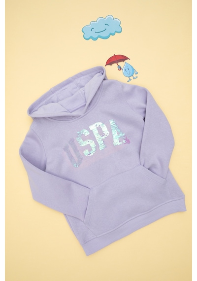 U.S. Polo Assn. Kız Çocuk Lila Kapüşonlu Basic Sweatshirt 50292512-VR034