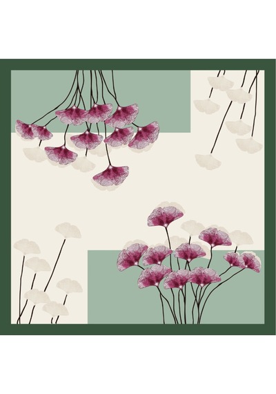 Tarzını Seç Yeşil Ginkgo Fular / Bandana / Aksesuar / Şal / Eşarp 70x70