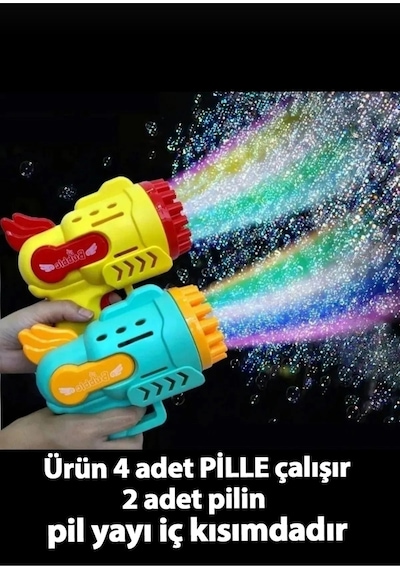 33 Kanal Işıklı Pilli Baloncuk Makinesi Köpük Tabancası Bubble Gun