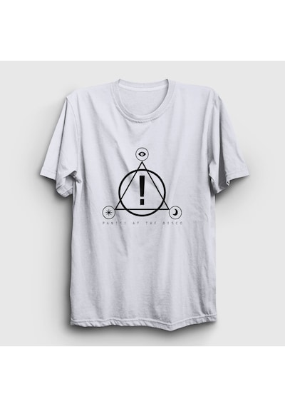 Presmono Unisex Logo Panic At The Disco T-shirt Beyaz