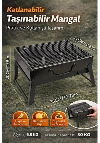 Makamp Mangal Taşınabilir 35 Cm Makamp-035a Siyah