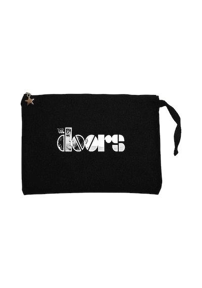 The Doors Logo Siyah Clutch Astarlı Cüzdan / El Çantası Siyah