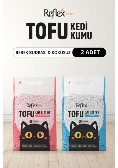 Plus Kokusuz & Bebek Pudrası Kokulu Tofu Kedi Kumu 7l X 2 Adet