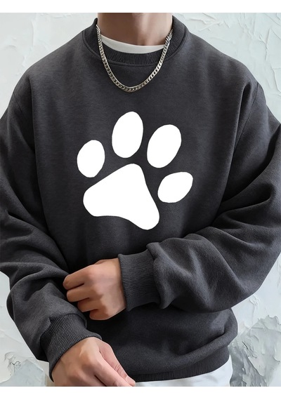 Startmore Tarzsokak Basit Taban Desenli Baskılı Erkek Sweatshirt Kışlık Bol Kapüşonlu Spor Bisiklet Yaka Polar Sı Antrasit