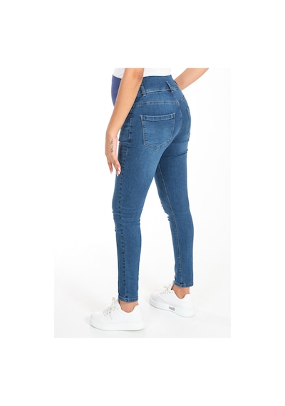 Busa Hamile Skinny Dar Paça Kot Pantolon Mavi-mavi