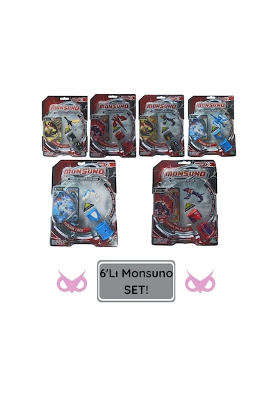 Monsuno Lisanslı 6 Lı Fusion Figür Seti Black Buııet, Shadowhornet, Driftblade, Lock, Backslash, Evo Tek Beden