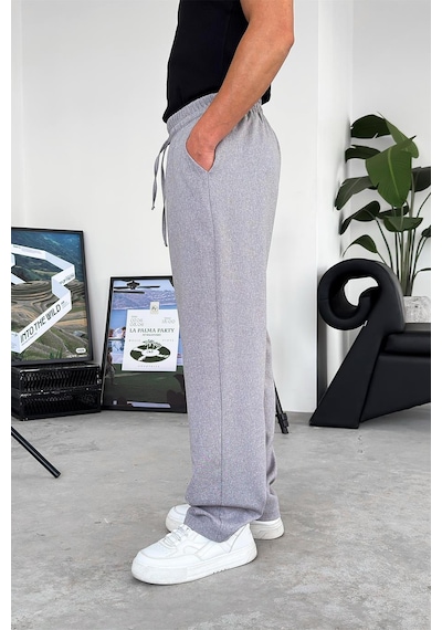 Gri Dokulu Soft Jogger Pantolon Gri