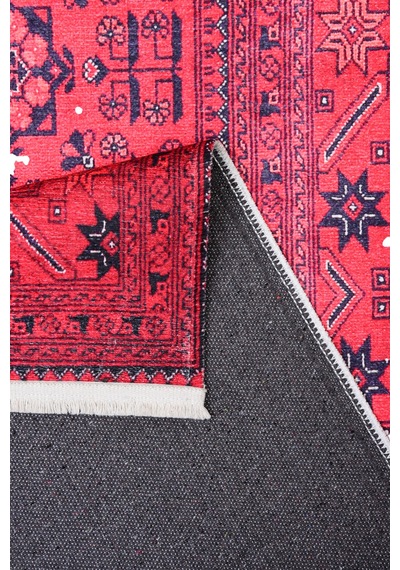 Kırmızı Oryantal Desenli Kilim Kaymaz Taban, Yıkanabilir, Salon & Oturma Odası Kırmızı Kırmızı