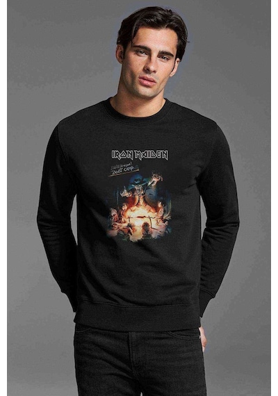 Iron Maıden Eddıe Boot Baskılı Siyah Erkek Örme Sweatshirt