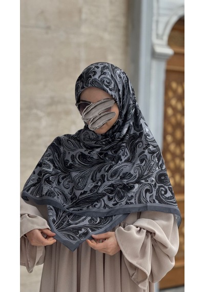 Qalortex Scarf Pamuklu Soft Açelya Desen Eşarp-siyah