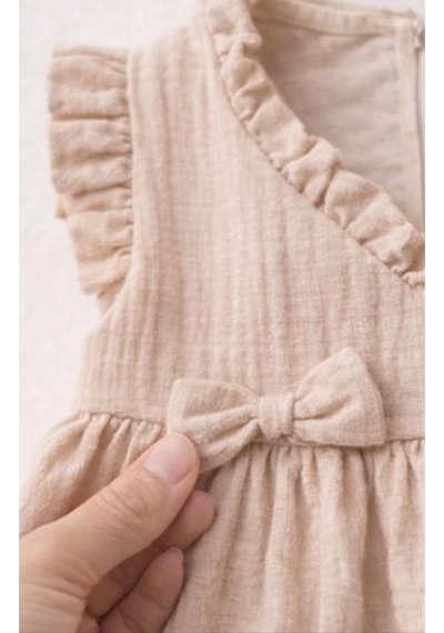 Baby Corner Kruvaze Yaka Kız Bebek Elbise Bej