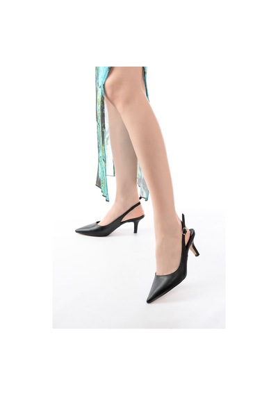 St-1152 Siyah Günlük 7 Cm Topuklu Kadın Ayakkabı