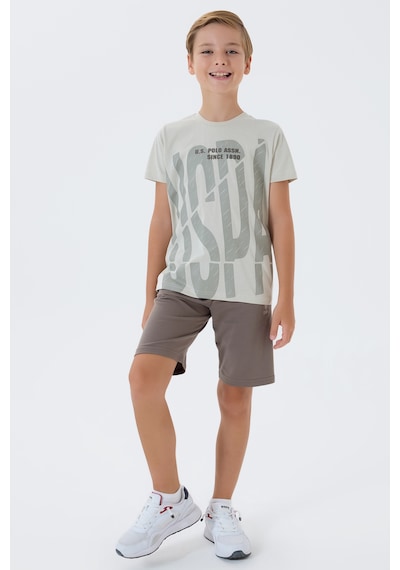U.s. Polo Assn. 2429 %100 Pamuk Cepli Erkek Çocuk Şort Pijama Takım Bej