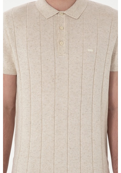 U.S. Polo Assn. Erkek Slim Fit Polo Yaka Krem Triko Tişört 50302970-VR071