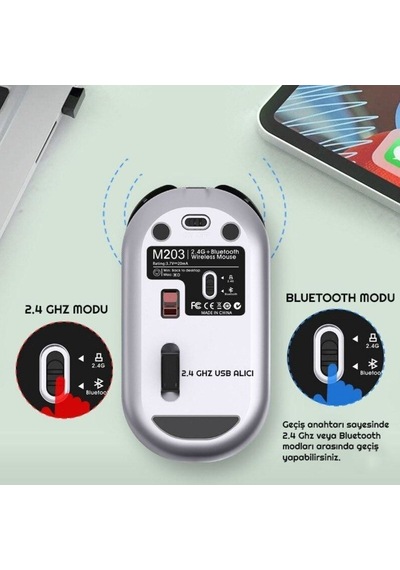 Sessiz Kablosuz Mouse - Wireless Optik Mouse, Sessiz Tıklama, Ergonomik Tasarım Çok Renkli