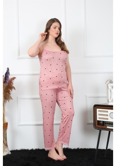 Akbeniz Kadın Büyük Beden Somon İp Askılı Pijama Takım 202196 Somon