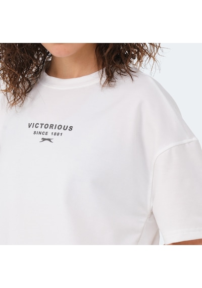 Slazenger VILLAGE Kadın Oversıze Ekru Tişört