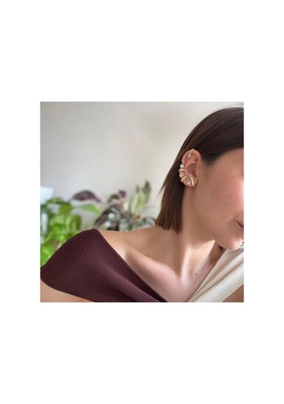 Lunarie Damla Zirkon Taşlı Dikenli Kulak Tırmığı Ear Cuff Küpe Altın