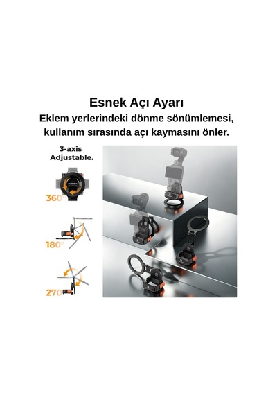 K&f Concept Osmo Pocket 4 Ve 3 Için Manyetik Alüminyum Genişleme Çerçevesi Magsafe