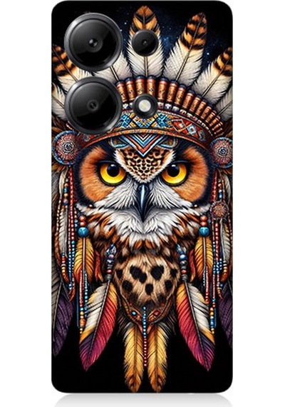 Xiaomi Redmi Note 13 Pro 4g Uyumlu Kabile Baykuşunun Bilgeliği Desenli Silikon Kılıf Çok Renkli