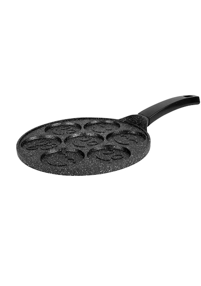 27 Cm Granit Döküm Emoji Pankek Krep Tavası Çocuklara Özel Hediyelik Pratik Tava Siyah
