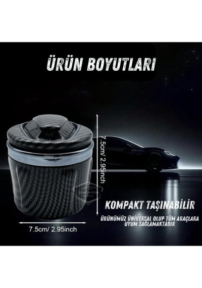 Üniversal Porselen Yanmaz Koku Geçirmez Mavi Işıklı Lüx Oto Küllü