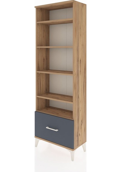 Arges Dolap 5 Raflı Tek Çekmeceli 60x30x182 Çam-antrasit Çam