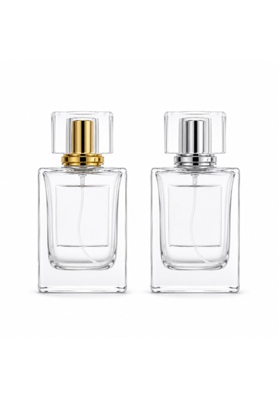 15 Adet Boş Cam Parfüm Şişe, 50 Ml, Damla Etiketli Kare Model, Şeffaf-fpd-60
